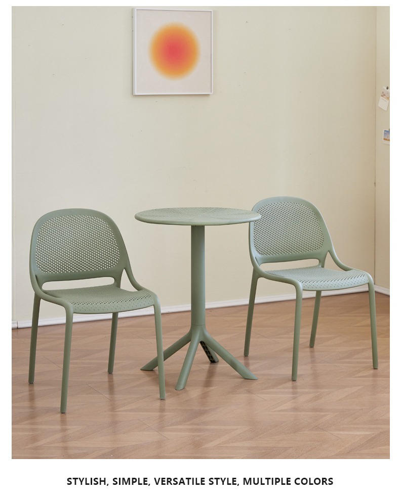 Dining Table , Plastic Household Dining Table and Chair,Wholesale Modern Outdoor & Indoor Plastic Dining Chair Set with Simple Design Coffee Table & PP Chair Stackable Home Furniture