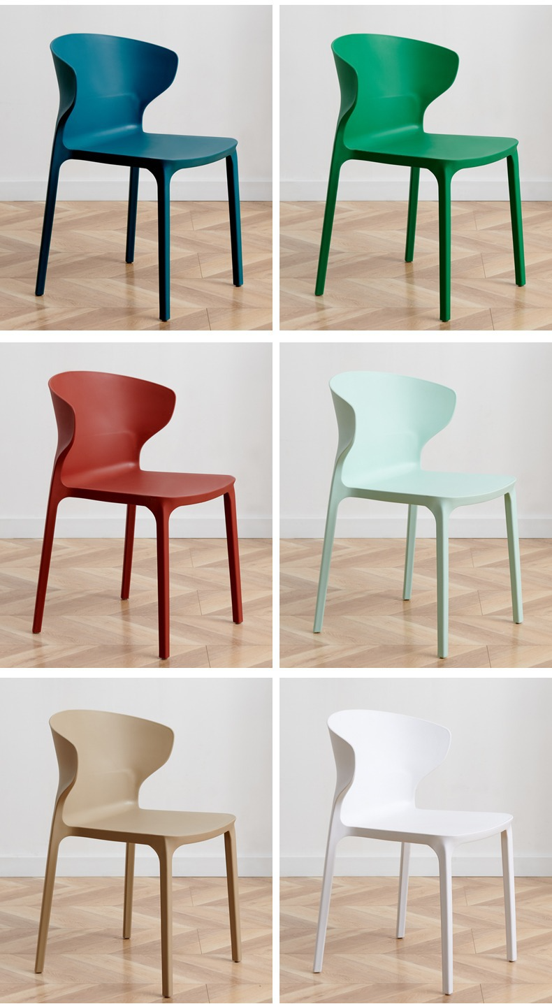 EaseNeat Modern Design Plastic Dining Chairs Colored Stackable Furniture for Living Rooms and Home Use,Outdoor Dining Chairs , Plastic Outdoor Dining Chairs , Simple Plastic Outdoor Dining Chairs