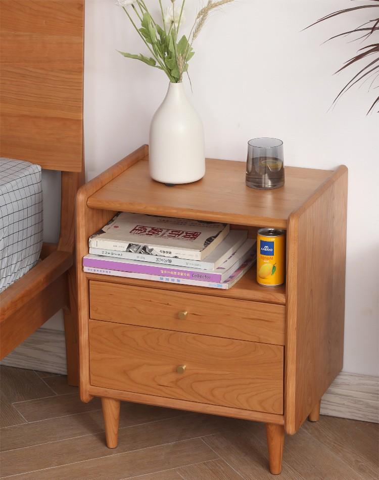 Nightstand,Bedside Table,Locker Nightstand Wholesale Modern Simple North American Cherry Solid Wood Nightstand Storage Cabinet Northern European Bedroom
