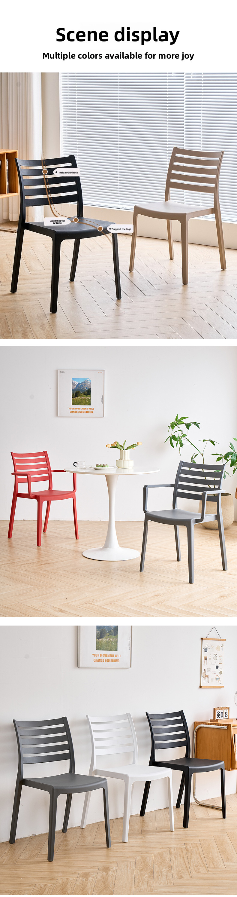 Dining Chairs,Plastic Outdoor Dining Chairs,White Plastic Dining Chairs EaseNeat Supplier Plastic Dining Chairs Color Stacked Armrest Waterproof Living Room Outdoor Garden Activity Terrace Furniture