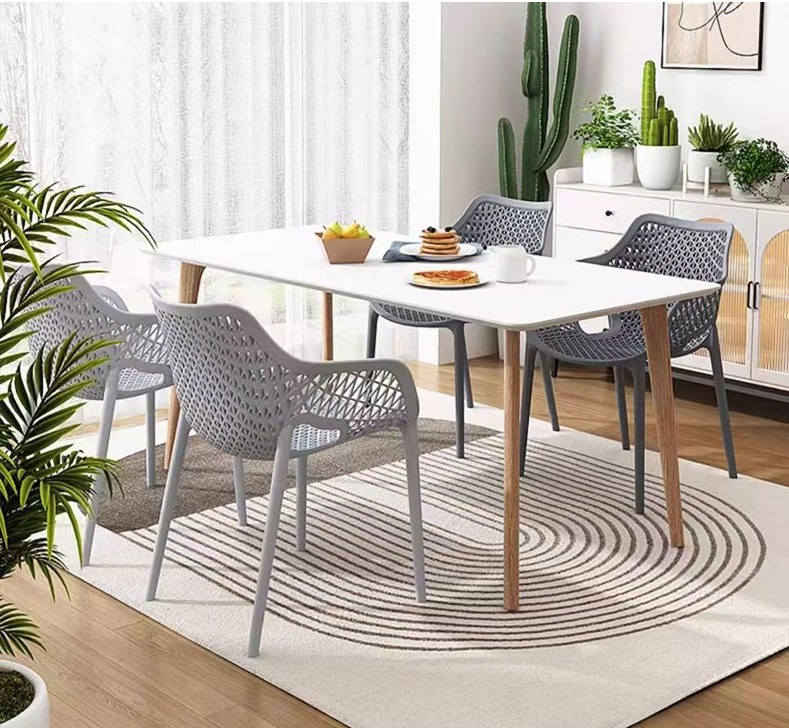 Manufacturer Nordic Design Family Dining Room Garden Outdoor PP Hard High-end Plastic Dining Chairs with Armrests,Modern Dining Chairs , Backrest Modern Dining Chairs , Comfortable Backrest Modern Dining Chairs