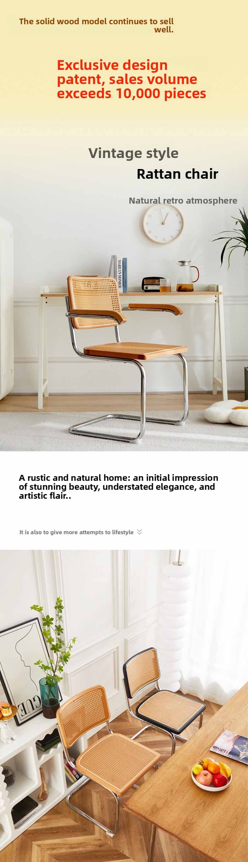 Dining Chair,Leather Dining Chairs With Arms,Leather Cushion Dining Chair Wholesale Hot Sale Mid Century Wood Dining Chair With Rattan Back Solid Seat For Hotel Home