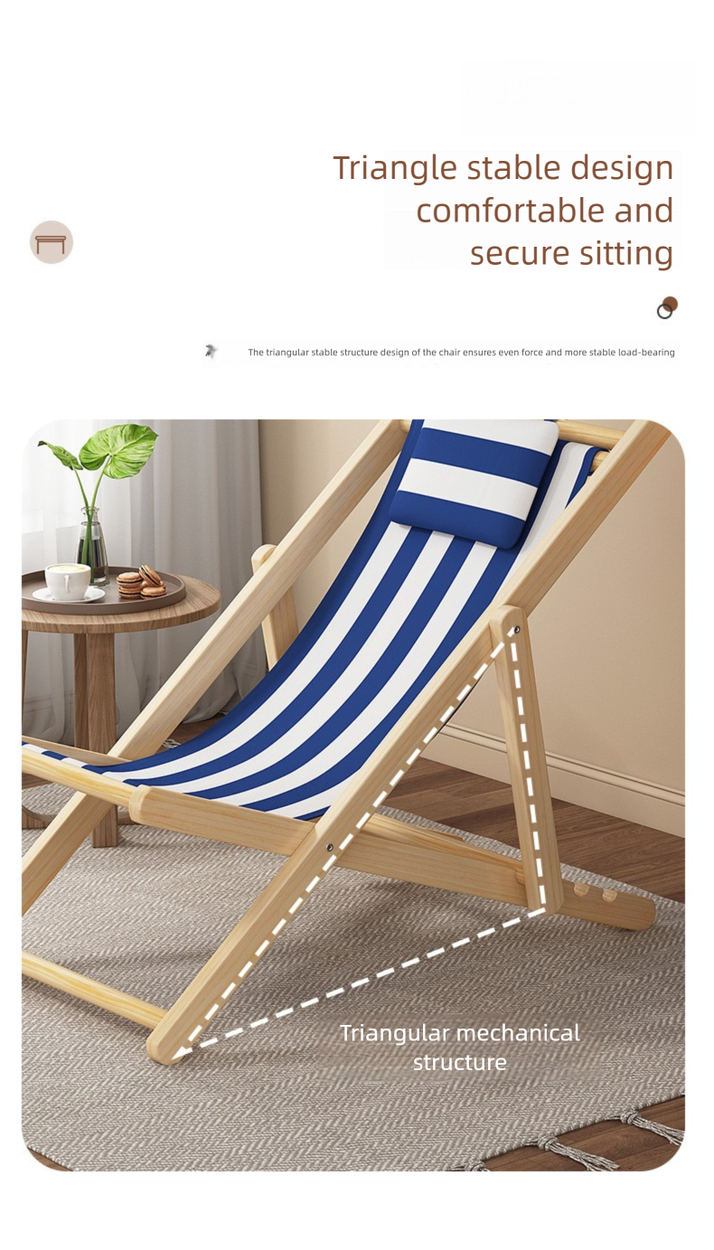 Beach Chairs,Best Backpack Beach Chairs,Most Comfortable Beach Chair Manufacturer High Grade Wooden Beach Chairs with Pillow Adjustable Height Folding Portable Canvas Balcony Chair Outdoor Lounge