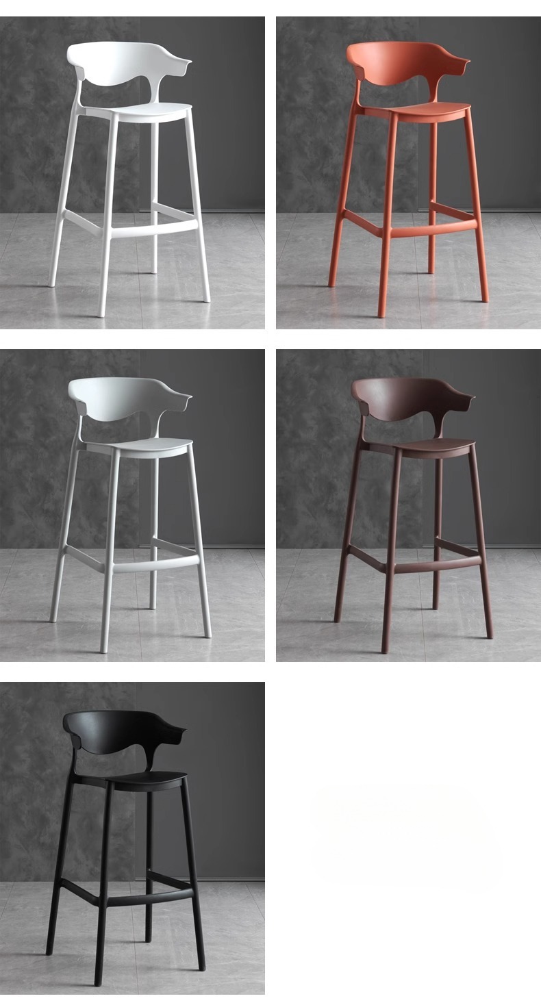 Modern Colored Plastic Counter High Stools Wholesale Stackable Bar Chairs for Home Hotel Dining Living Room for Outdoor Use,Outdoor Bar Stools with Backs , Outdoor Bar Stools with Backs for Sale , Best Outdoor Bar Stools with Backs for Sale