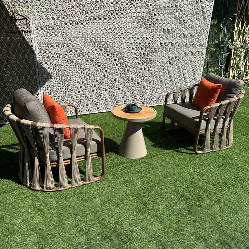 Single Sofa,Garden Chairs and Sofas,Sofa With Coffee Table Wholesale Aluminum Rattan Outdoor Garden Chair And Sofa Set All Weather for Courtyard Terrace Sofa