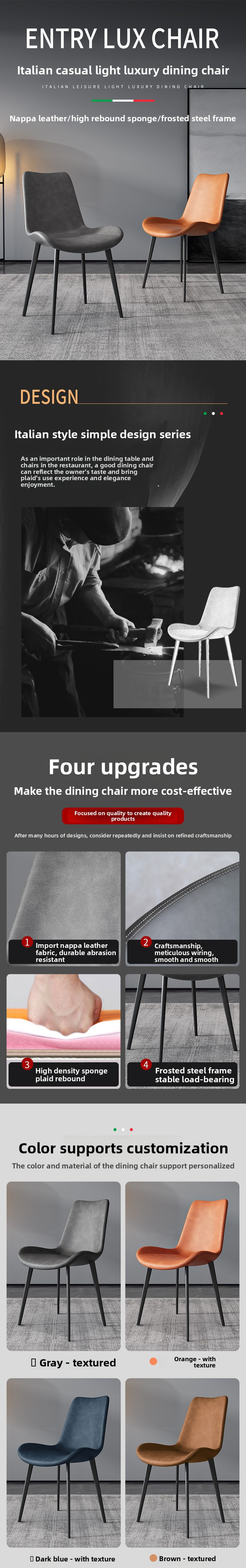 Leather Seat Dining Chairs,Leather Upholstered Dining Chair,Modern Leather Chairs Dining,Modern Nordic Leather Dining Chairs Home Furniture Cushioned Metal Legs for Hotels Restaurants Coffee Shops Available Brown