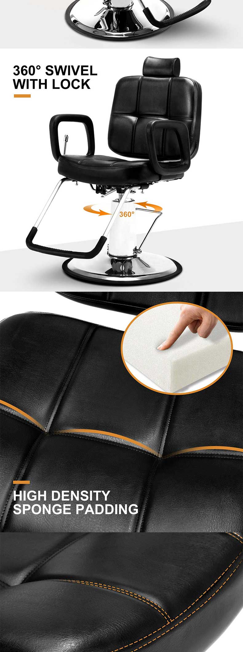 Barber Chair,Black Barber Chair,Barber Chairs Wholesale Supplier Simple Style Barber Chair With Electroplated Base for Hair Salon and Beauty Use