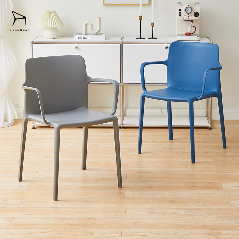 Manufacturer Simple Design Colored Plastic Dining Chair with Backrest and Armrests for Restaurants Living Rooms and Outdoors