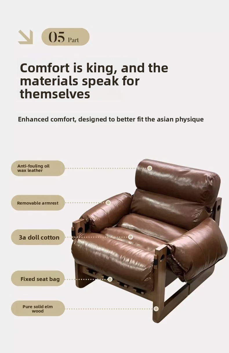 Leather Sofa,Deep Seat Leather Sofa,Black Leather Furniture EaseNeat Luxury Modern Retro Medieval Living Room Chairs Armchair Single Sofa Chair Leisure Lazy Chair Lounge Bedroom Villa