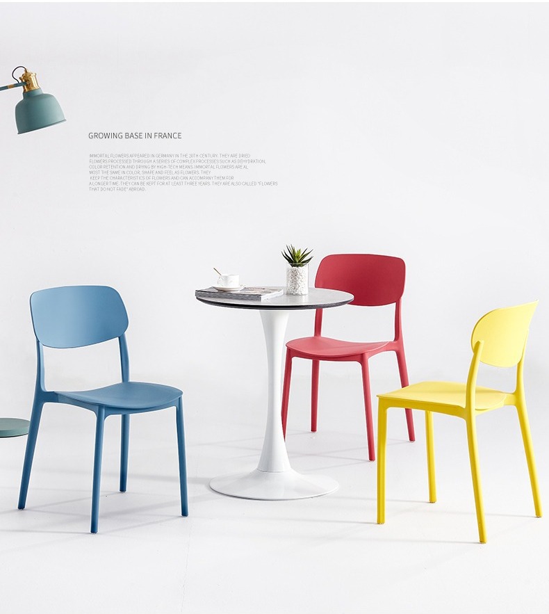 Dining Stools , Plastic Dining Stools , Household Plastic Dining Stools,Modern High Quality Plastic Dining Chairs with Backrest Stacked Color Light Garden Cafe bar Outdoor Home Furniture Supplier