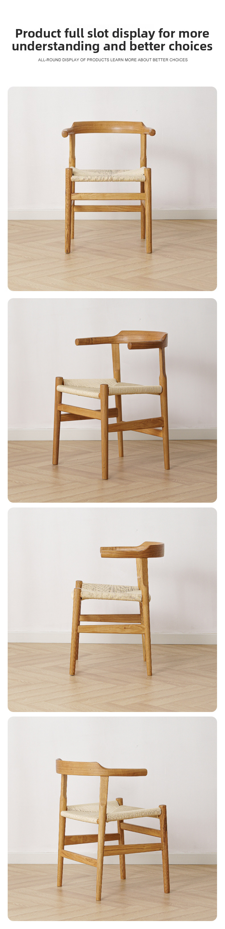 Wooden Dining Chairs,Solid Wood Dining Table and Chairs,Wooden Bistro Chairs Family armchair, modern Nordic leisure cabin, solid wood leisure chair, simple dining chair