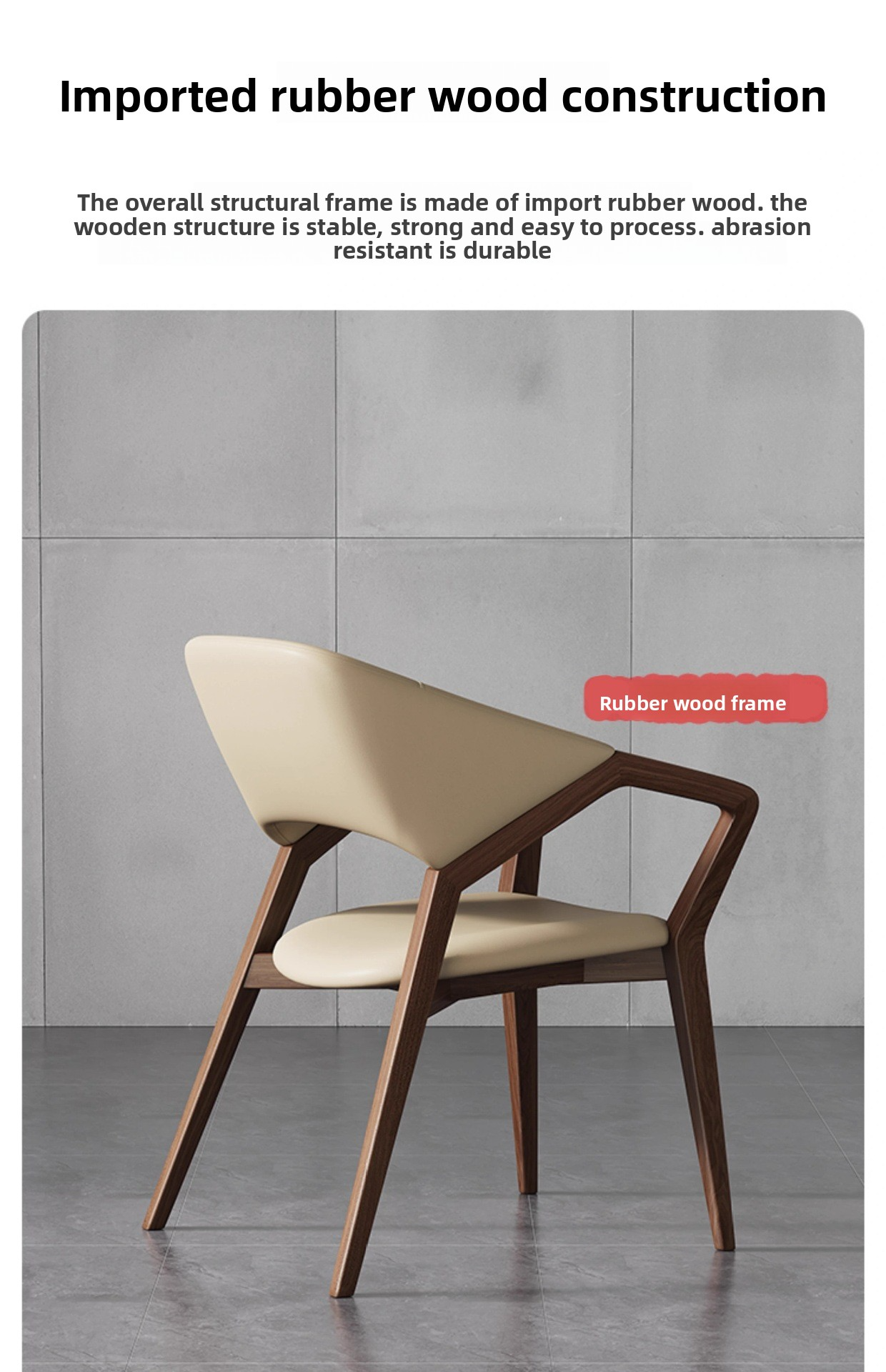 Wood Chair,Grey Wood Dining Chairs,Leather and Wood Accent Chair Italian modern designer white ash solid wood dining chair simple with armrest back home office living room