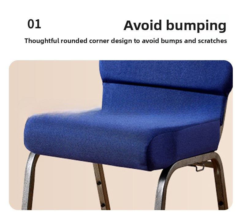 Church Chair,Cheap Church Chairs,Used Church Chairs EaseNeat Factory Wholesale Price Cheap Thickened Fabric Church Chair Metal Frame with Bookshelf Stacked Theatre Auditorium
