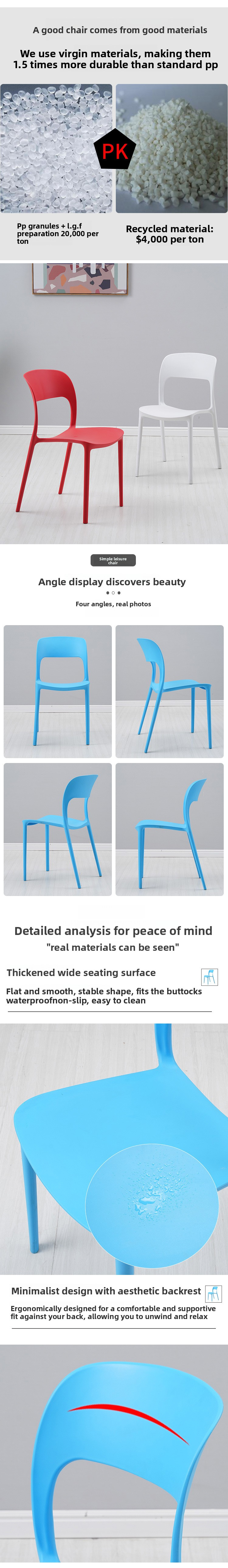 Dining Chairs,Plastic Dining Chairs,Dining Chairs White Plastic EaseNeat Wholesale Modern Leisure Stacked Thick Plastic Dining Chairs Color Comfortable Dining Room Apartment Outdoor Furniture