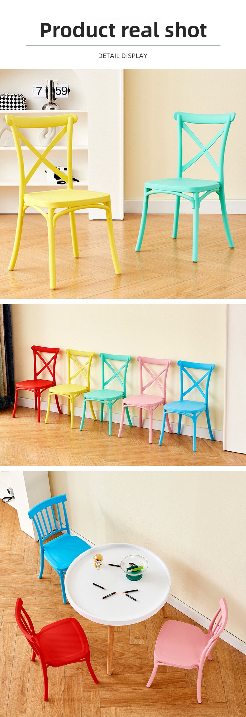 Dining Chairs,Polypropylene Dining Chairs,Dining Chairs White Plastic EaseNeat Living Room Furniture Kindergarten Chair for Children Colorful Dining Chairs