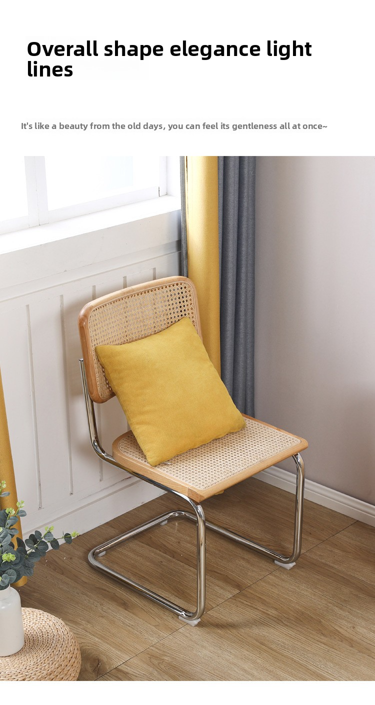 Dining Chair,Leather Dining Chairs With Arms,Leather Cushion Dining Chair Wholesale Hot Sale Mid Century Wood Dining Chair With Rattan Back Solid Seat For Hotel Home