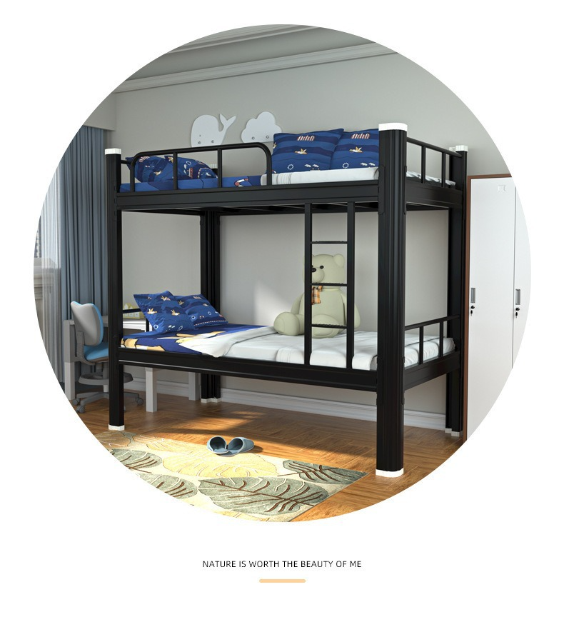 Bunk Bed Double,Full Double Bunk Beds,Double Queen Bunk Bed Modern Quality Simple Heavy Metal Bunk Bed Double with Loft square Pipe Italian Design Bedroom Dormitory Wholesale