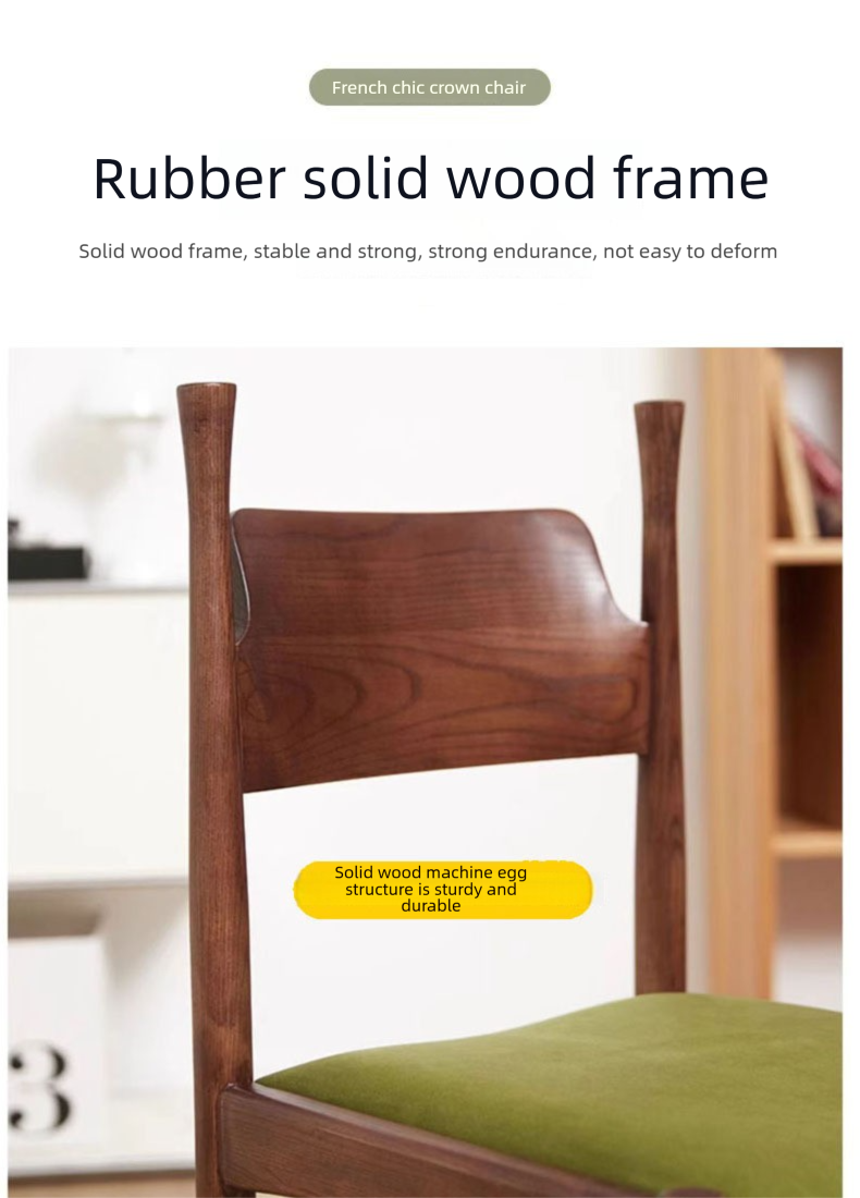 Solid Wood Dining Chair,Black Wood Kitchen Chairs,Light Wood Dining Set Supplier French Retro Style Solid Wood Soft Cushion Dining Chair for Home Office