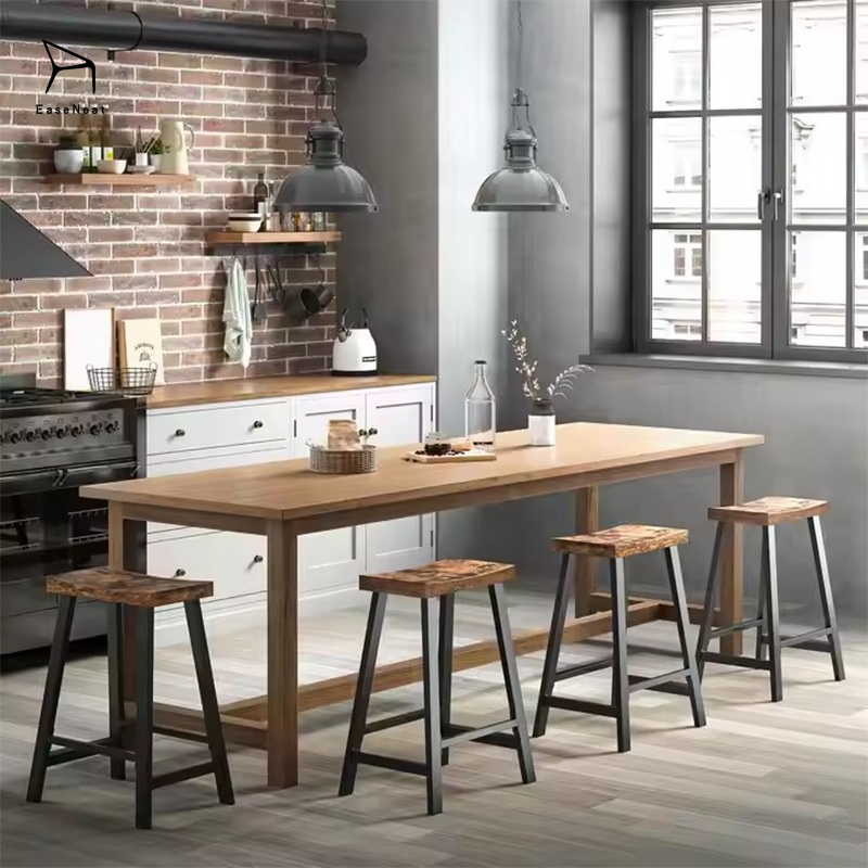 Dining Chair,Wood Outdoor Dining Chairs,4 Wooden Dining Chairs Wholesale High Quality Industrial Dining Chair Metal Frame Wood Seat for Home Restaurant