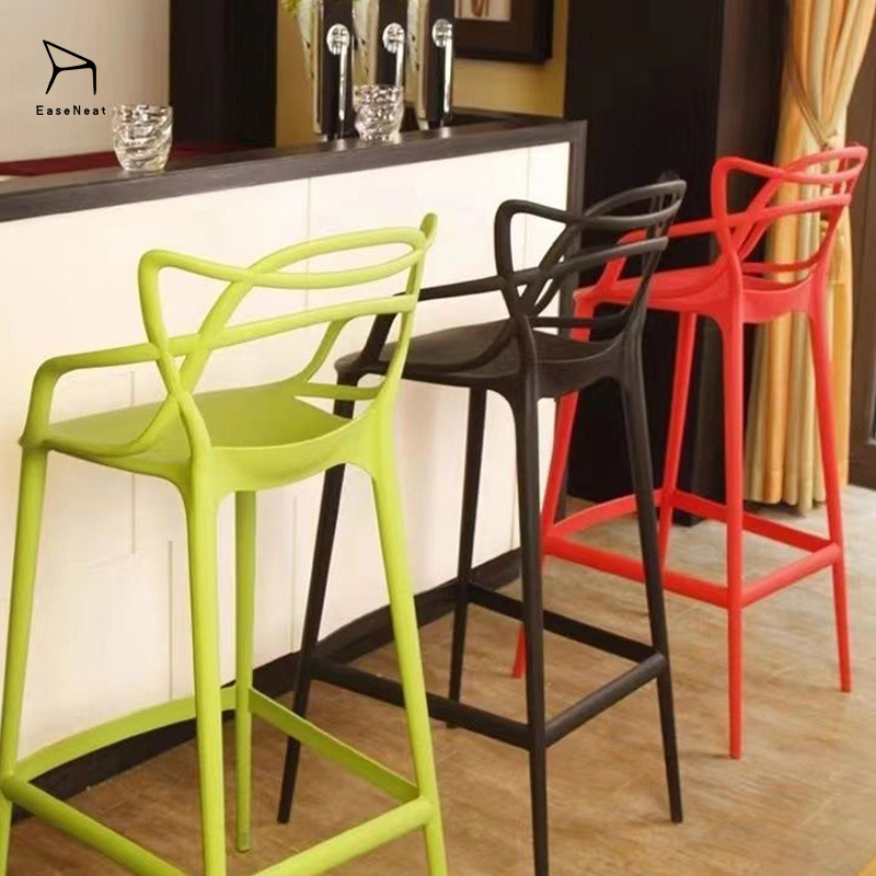 Commercial Grade Plastic Bar Stool Modern Simple Design Available in 6 Colors for Restaurant Kitchen