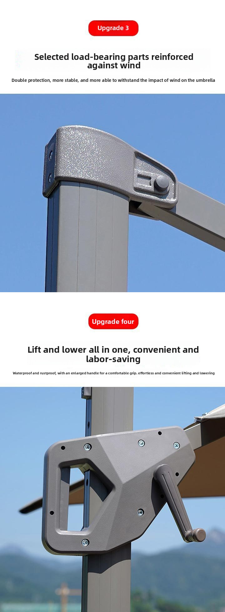 Large Sun Umbrella,Aluminum Metal Umbrella,Outdoor Sun Umbrella EaseNeat Square Aluminum Heavy Duty Cantilever Sun Umbrella with Base Courtyard Parasols