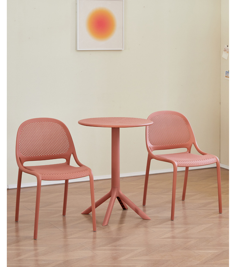 Dining Table , Plastic Household Dining Table and Chair,Wholesale Modern Outdoor & Indoor Plastic Dining Chair Set with Simple Design Coffee Table & PP Chair Stackable Home Furniture