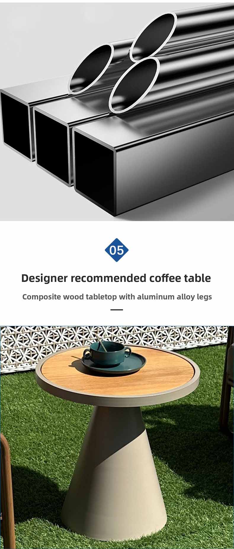 Single Sofa,Garden Chairs and Sofas,Sofa With Coffee Table EaseNeat Outdoor Aluminum Garden Sofa Chair With a Coffee Table for Hotel Terrace Villa Patio Use