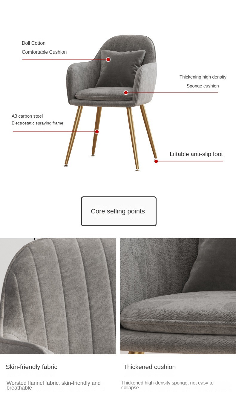 Makeup Chair , Modern Makeup Chair , Simple Modern Makeup Chair ,Pink Purple Green White Grey Makeup Chair Soft Cushion For Daily Beauty Routine