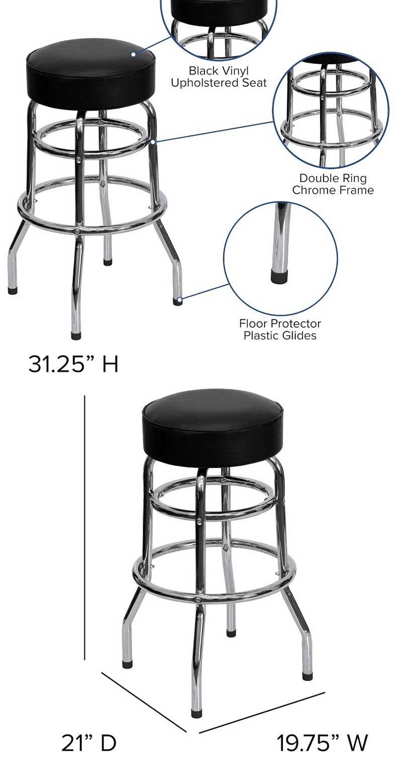 Bar Stools,Leather Counter Height Bar Stools,Custom Bar Stools Wholesale Metal Frame Minimalist Bar Stools PU Leather Round Seat for Home Bar