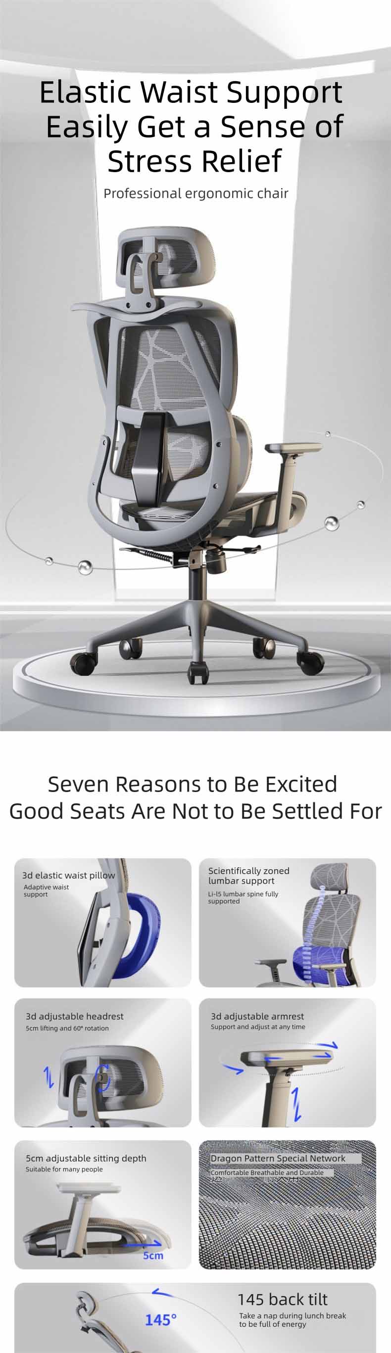 Office Chair,Modern Leather Office Chair,Commercial Office Chairs EaseNeat Executive Ergonomic Mesh Office Chair With Wheels for Luxury Home Office and Business
