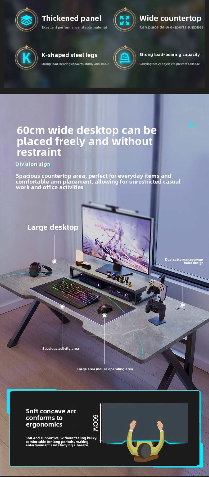 Gaming Table,Outdoor Game Table,Best Multi Game Table EaseNeat Arc Design Black Gaming Table Bedroom Office and Family Furniture