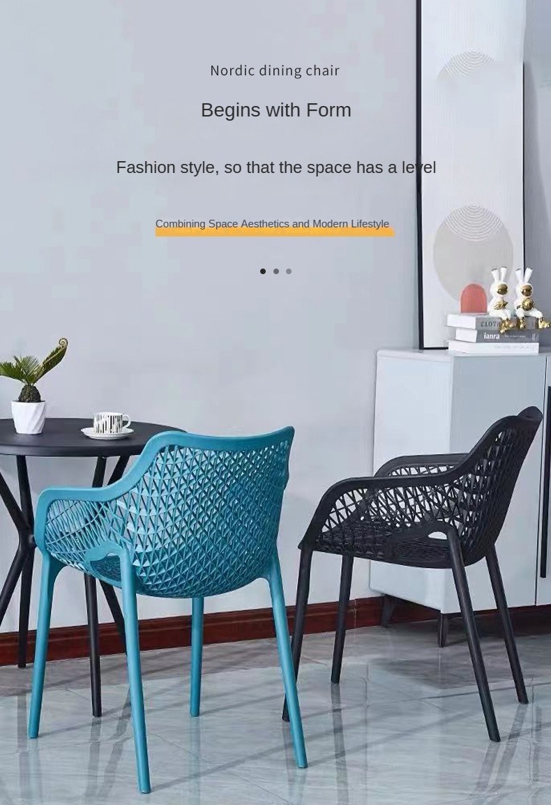 Supplier Plastic Dining Chair with Backrest and Armrests Portable Modern Style for Indoor Outdoor Home Cafe Restaurant Patio Use,Modern Dining Chairs , Backrest Modern Dining Chairs , Comfortable Backrest Modern Dining Chairs