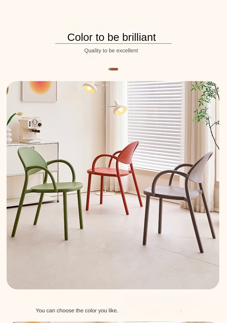 Chair with Plastic Cover,Patio Chair Plastic,Modern Chair Plastic,Stackable Armrest PP Dining Chair Light Grey New Design Wedding Garden Outdoor Waterproof Modern and Simple