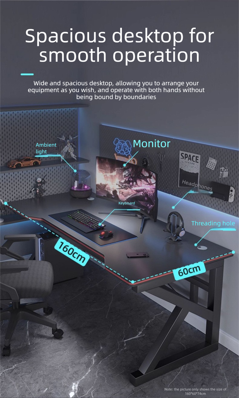 Gaming Desk,Long Gaming Desk,Metal Gaming Desk Manufacturer Ergonomic Black Carbon Fiber Portable Gaming Table with Durable Metal Legs
