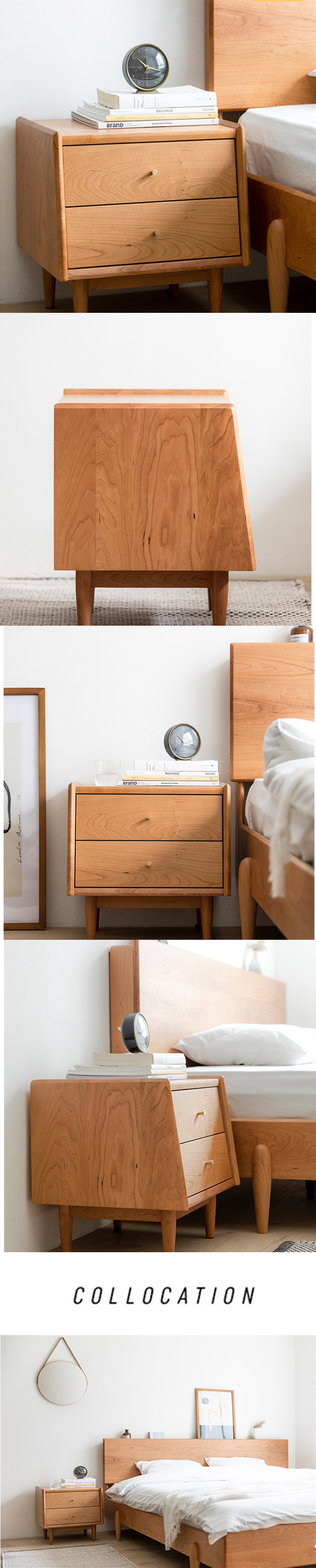 Bedside Cabinet,Oak Nightstand with Drawers,Wide Nightstand with Drawers Wholesale Bedside Cabinet Cherry Wood Modern Nordic Design Low Price Original Factory Bedroom Drawer