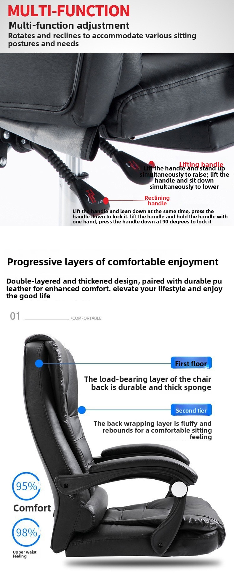 Office Chair,Conference Room Chairs with Wheels,Office Meeting Chairs Wholesale Modern Office Chair Executive Manager Ergonomic Leather Chair With Footrest