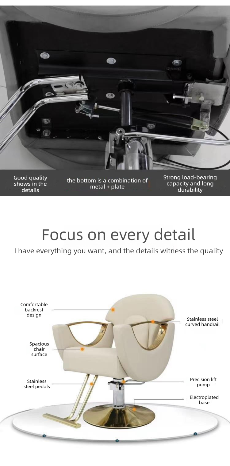 Barber Chair,Black Barber Chair,Barber Chairs Wholesale Supplier Metal Frame Adjustable Height Swivel With Footrest Barber Chair for Bedroom Living Room