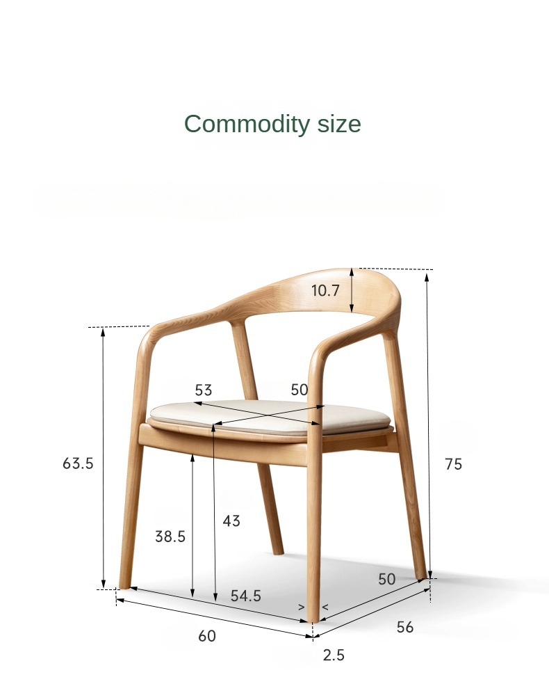 Book Chair , Wood Book Chair , Armrest Wood Book Chair,Armrest Wood Dining Chair Natural Wood Color With Leather Trim For Commercial Home Use