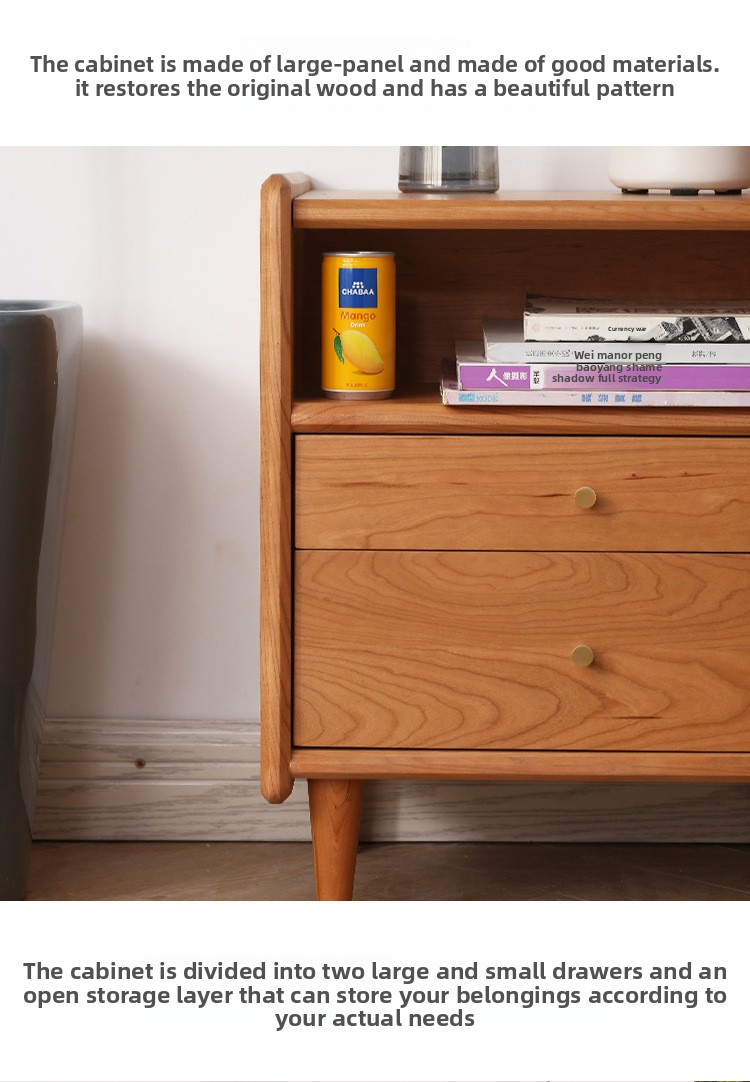 Nightstand,Bedside Table,Locker Nightstand Supplier Modern Japanese Solid Wood Nightstand Cherry Wood Bedroom Apartment Storage Locker