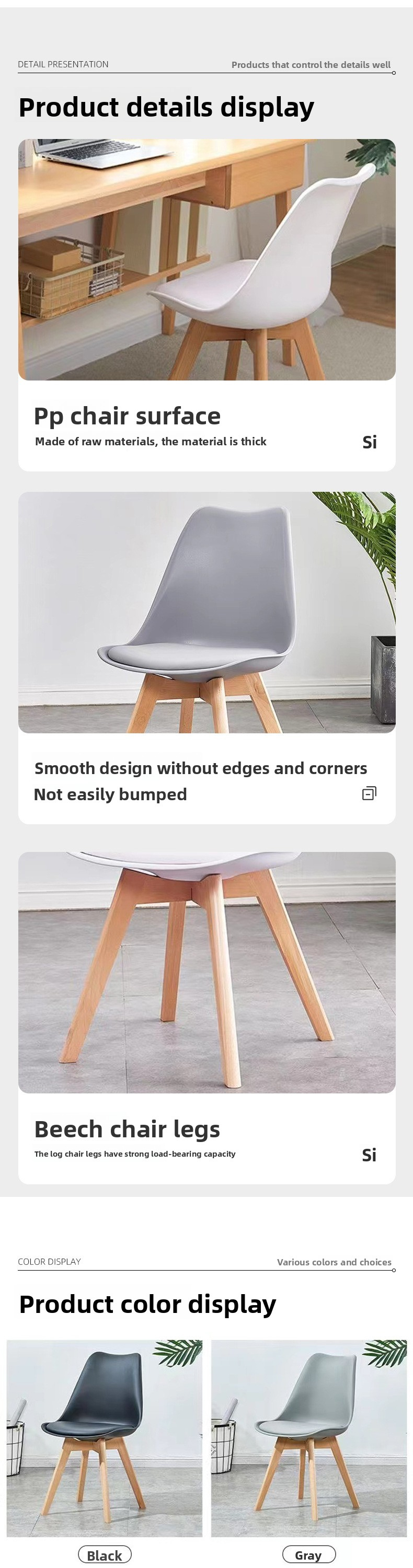 Plastic Chairs,Polypropylene Chairs,Cheap Plastic Outdoor Chairs Supplier Modern Nordic Design Kitchen Hotel PP Tulip Plastic Dining Room Dining Chairs Black and White Wooden Living Room
