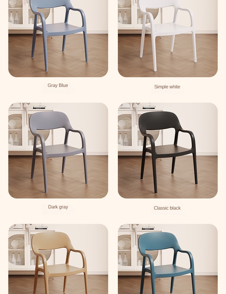 Wholesale Stackable Colorful Plastic Dining Chairs with Backrests Armrests for Restaurant Living Room Shopping Mall Commercial,black dining room chairs , Simple black dining room chairs , Plastic Simple black dining room chairs