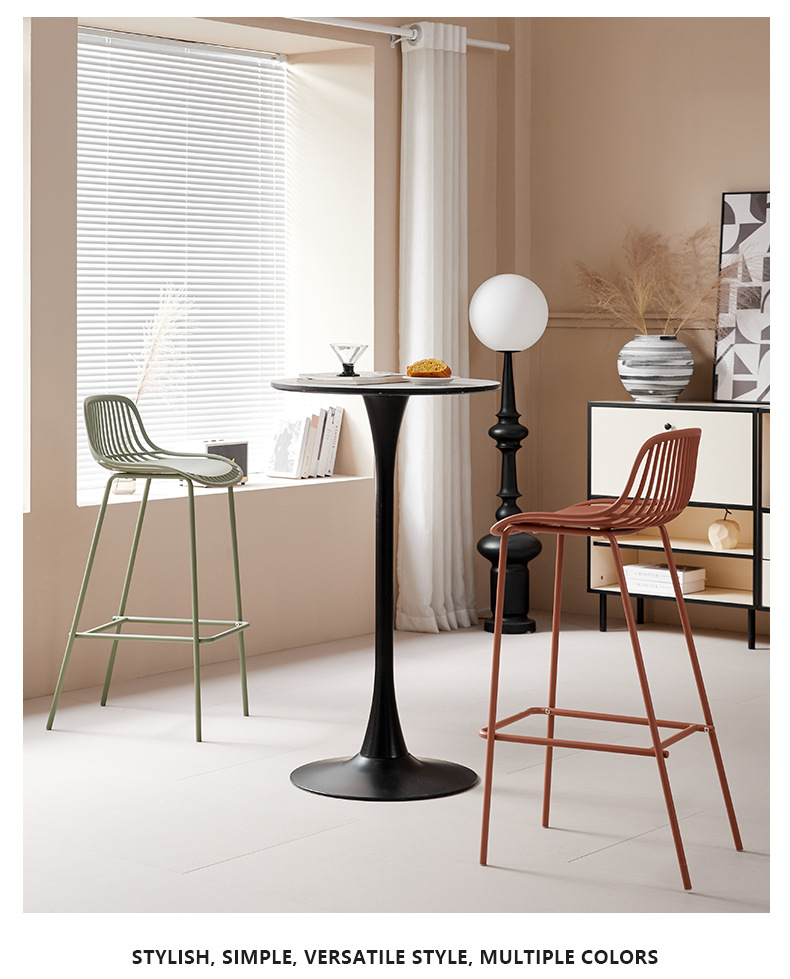 Bar Stools , Nordic Bar Stools , Ins Nordic Bar Stools，Modern Simple Stackable Plastic Bar Chair Metal Frame Wholesale for Dining Hotel Cafe Outdoor Bar Restaurant Leisure Home Use