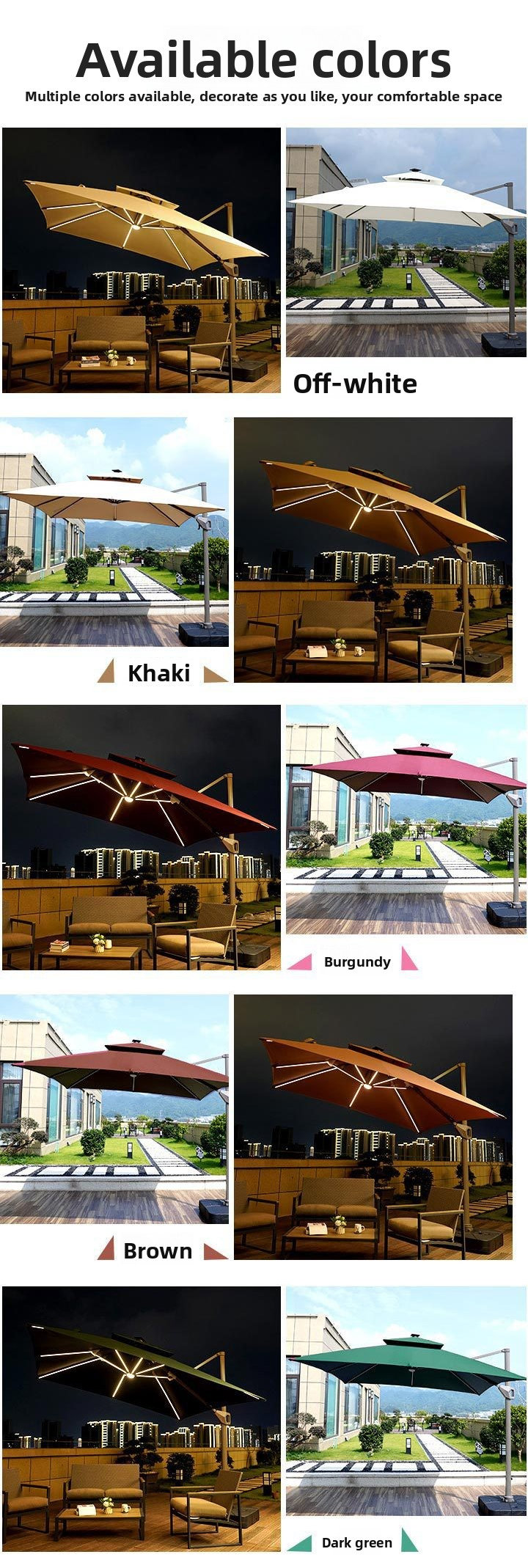 Large Sun Umbrella,Aluminum Metal Umbrella,Outdoor Sun Umbrella EaseNeat Modern Folding Waterproof Sunshade for Hotel Pool and Restaurant Aluminum Metal Umbrella