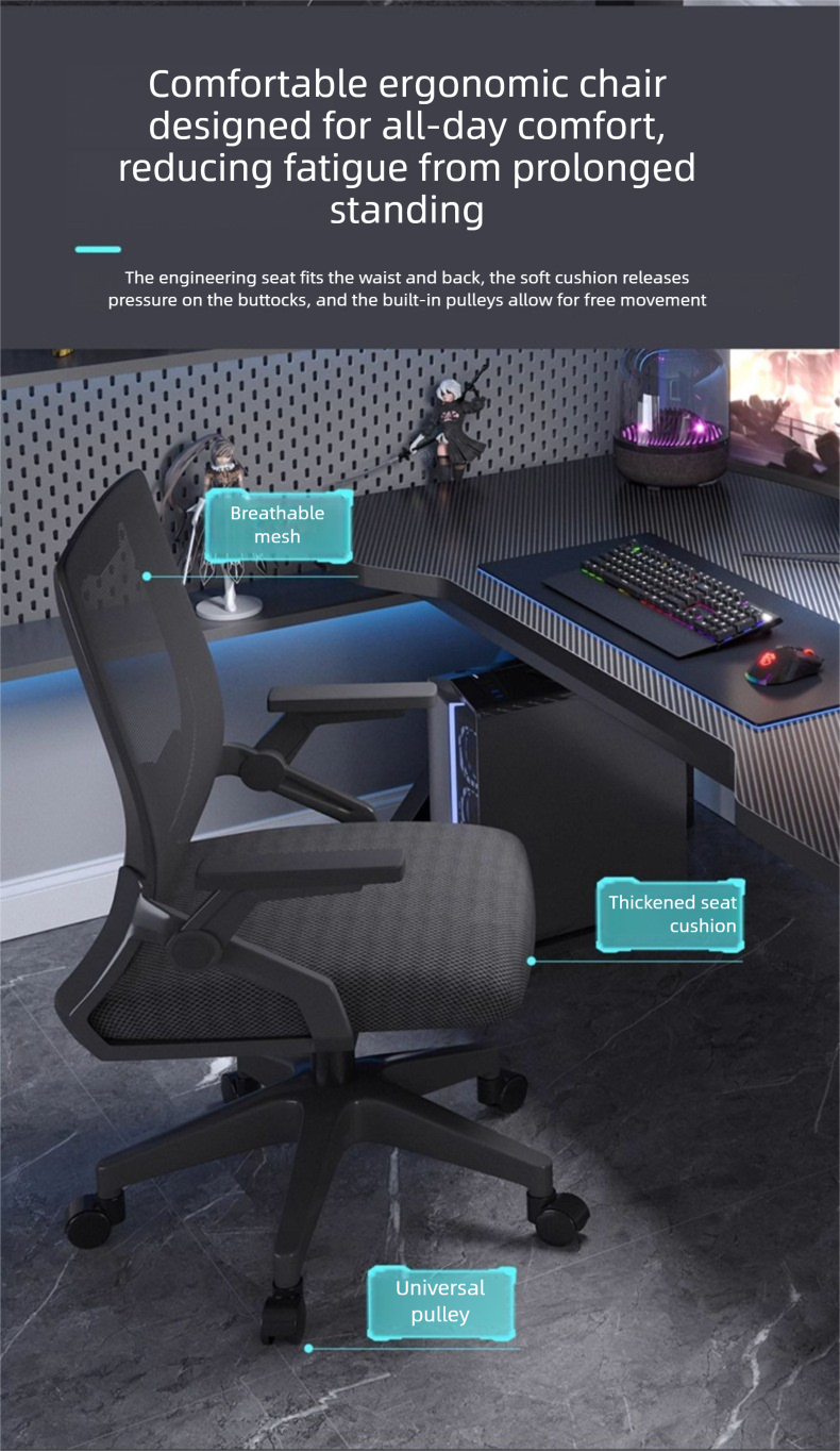 Gaming Desk,Long Gaming Desk,Metal Gaming Desk EaseNeat Simple and Portable Black Gaming Table with LED Light Metal Frame for Bedroom Office