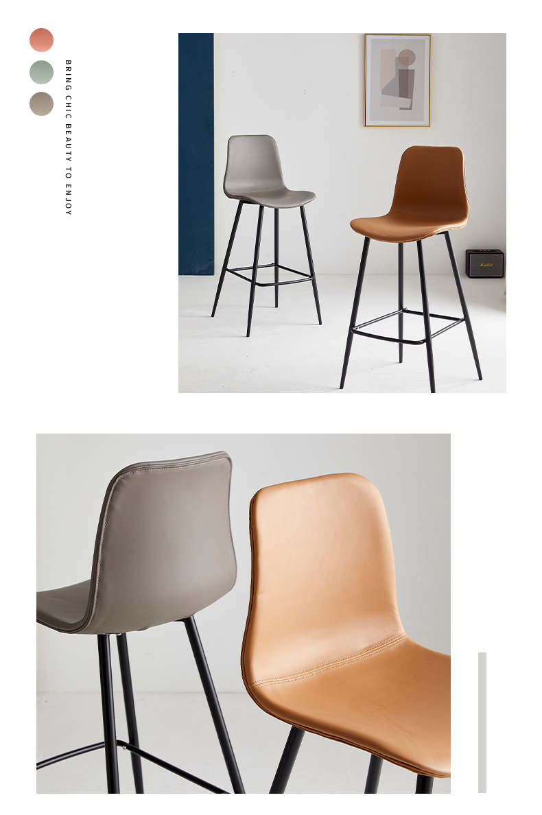 Wholesale Modern High-End Bar Stool Chair Gold Metal Leather Fabric Luxury Cafe Furniture for Hotel Dining Outdoor Living Room,black counter stools / Plastic black counter stools / Minimalist Plastic black counter stools