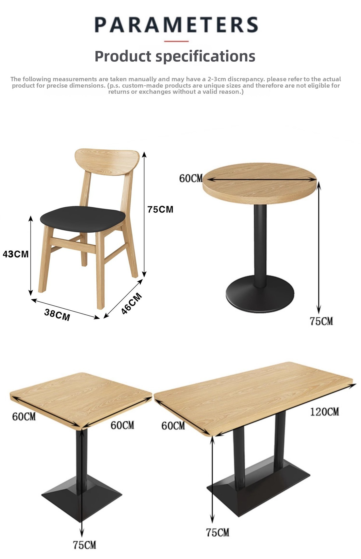 Dining Table Chair,Tall Dining Table Set,Oak Dining Table Set Modern Solid Wood Restaurant Dining Set Seating Table Combination Snack Bar Teahouse Cafe Fast Food Commercial Furniture