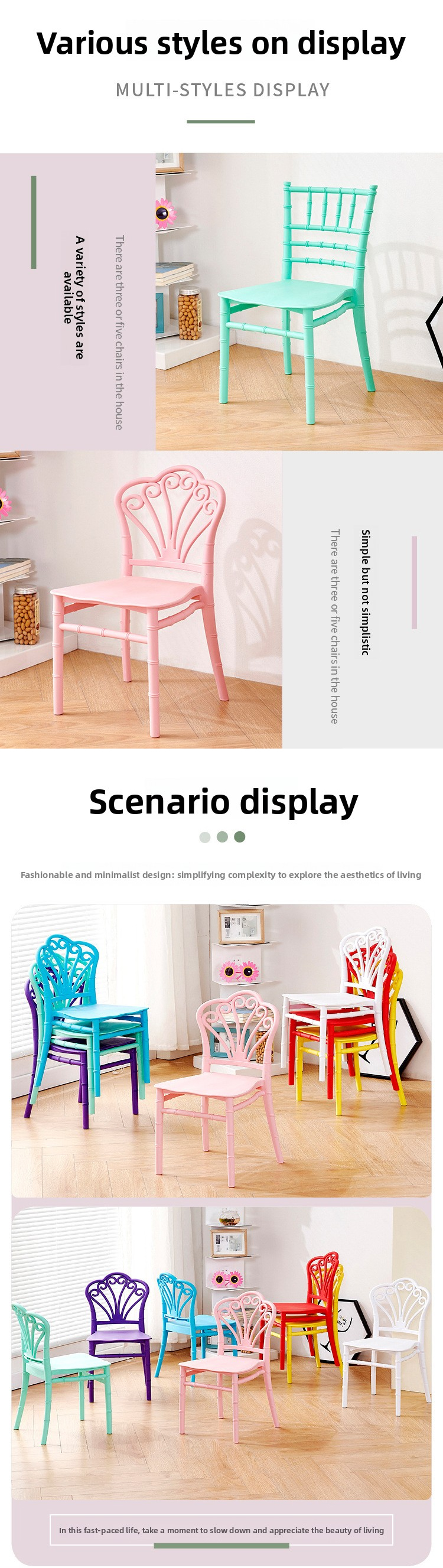 Dining Chairs,Blue Dining Room Chairs,Levity Dining Chairs EaseNeat Nordic Furniture Modern Party Outdoor Stackable Kitchen Plastic Children's Chair
