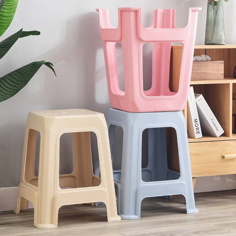 plastic sitting stool,plastic chair and stool,chair stool plastic,Modern High Stool PP Plastic Thickened Stackable Design Durable Adjustable for Home Bedroom Hospital Living Room Kitchen Use