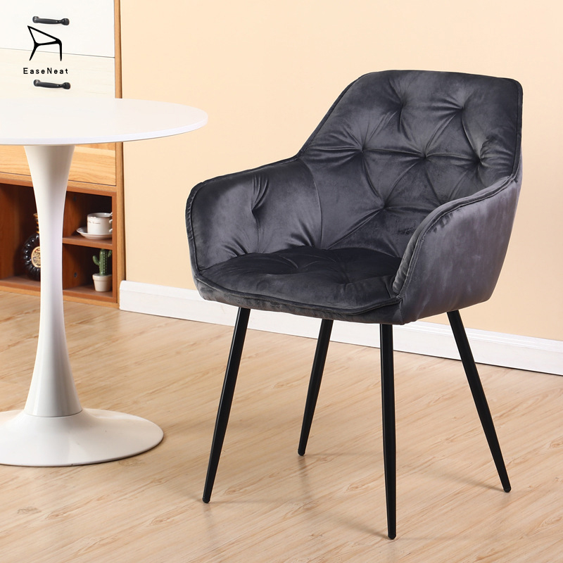 Velvet Dining Chairs,Velvet Upholstered Dining Chairs,Velvet Dining Room Chairs Wholesale Grey Velvet Dining Chairs with Modern Design and Comfortable Armrests
