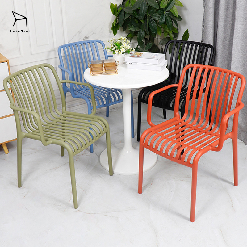 Manufacturer Nordic Style Plastic Chair with Armrest Fashionable Design Suitable for Both Indoor and Outdoor Use